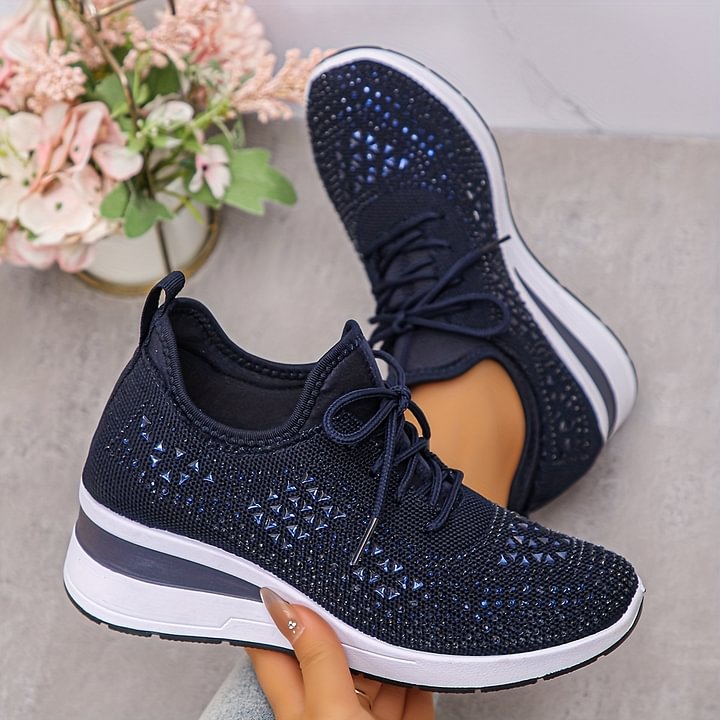 đ„Sista dagen-kampanj 50 % RABATT â Casual dammode, andningsbara korrigering sneakers med strassdekoration