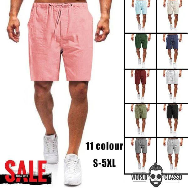 (đ2025 Het nyĂ„rsreađ)Lösa casual shorts i linne för mĂ€n