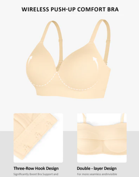 Feelingirl Trådlös Push-Up Sömlös Bekväm BH med Full Täcknin