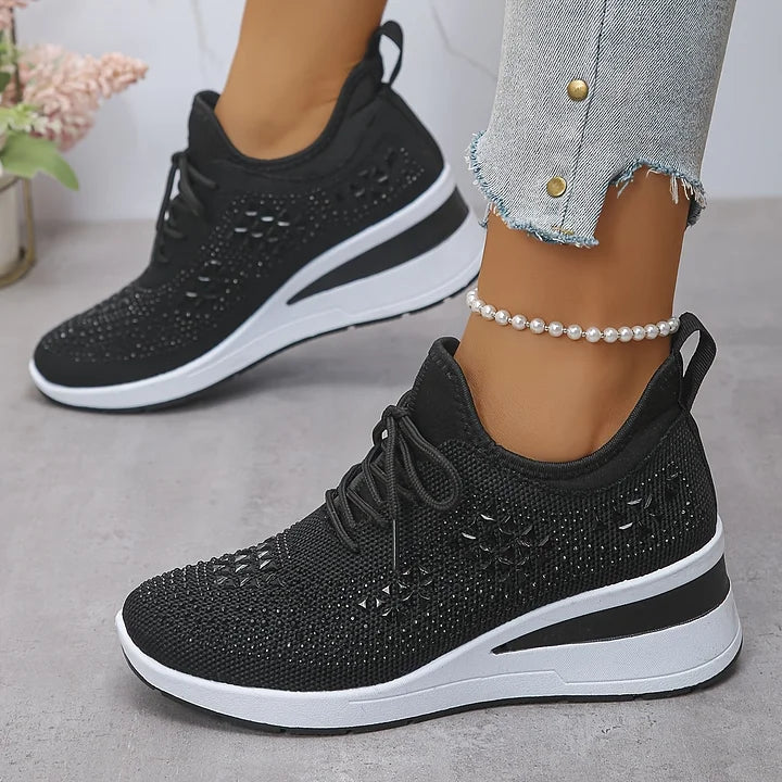 đ„Sista dagen-kampanj 50 % RABATT â Casual dammode, andningsbara korrigering sneakers med strassdekoration