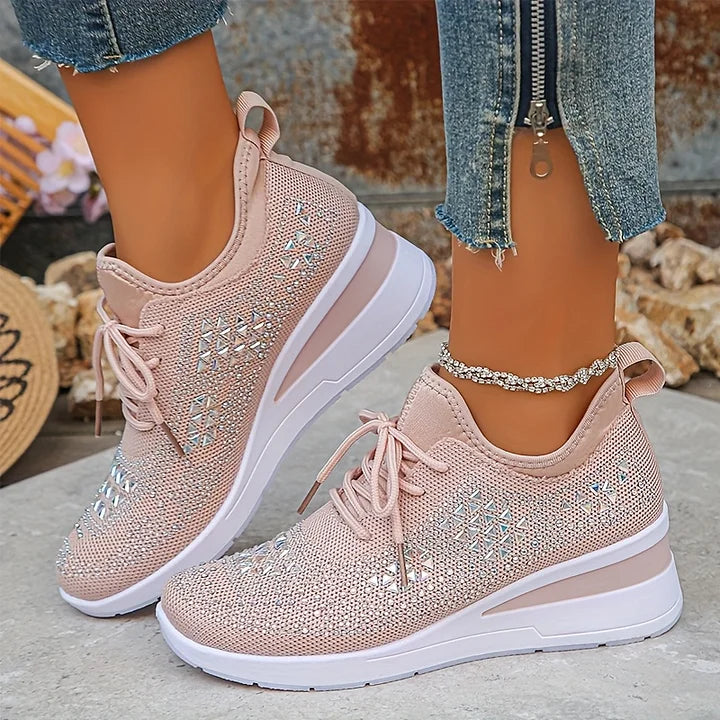 đ„Sista dagen-kampanj 50 % RABATT â Casual dammode, andningsbara korrigering sneakers med strassdekoration