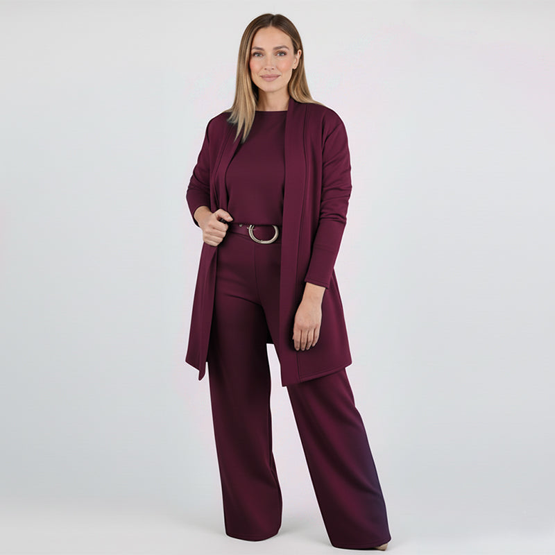 ⏳Tidsbegränsat specialerbjudande⏰Elegant 3-delat set med lång kofta, topp och byxor💞