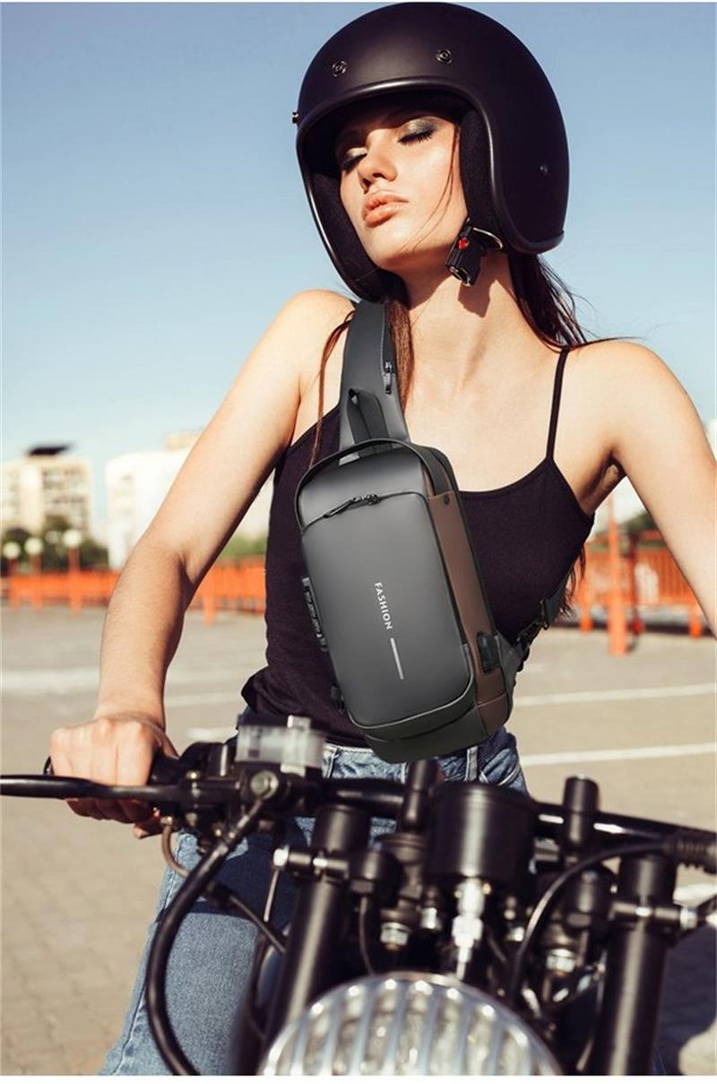 USB-laddning sport sling Anti-stöld axelväska