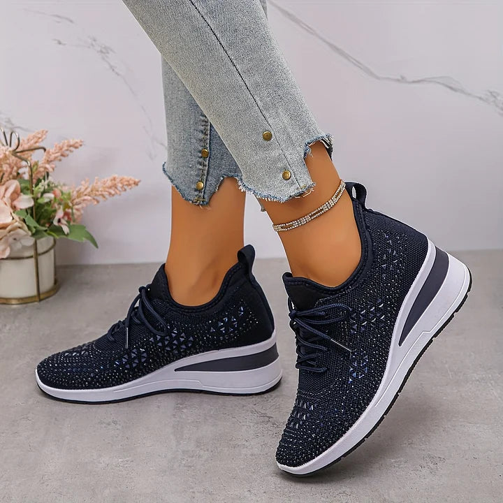 đ„Sista dagen-kampanj 50 % RABATT â Casual dammode, andningsbara korrigering sneakers med strassdekoration