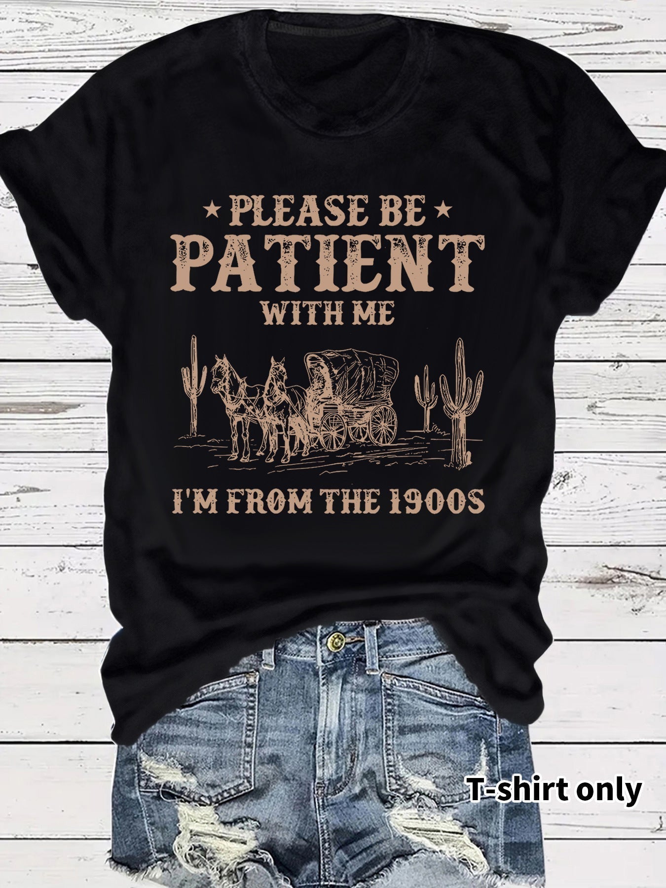 đI'M From 1900Sâš Vintage-T-shirt med rund hals och bokstavstryck för kvinno