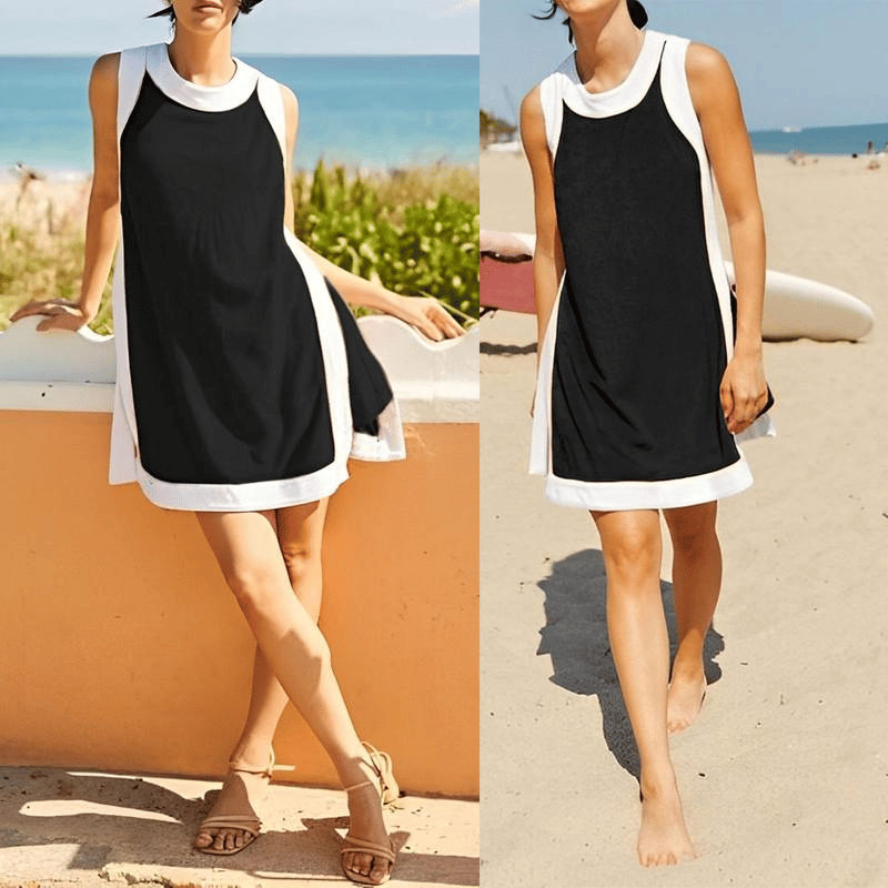 â°Heta rea 58% RABATTđ„Dam casual fĂ€rgblockstoppar Ă€rmlösa matchande shorts med fickor
