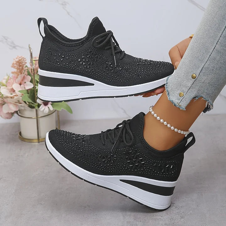 đ„Sista dagen-kampanj 50 % RABATT â Casual dammode, andningsbara korrigering sneakers med strassdekoration