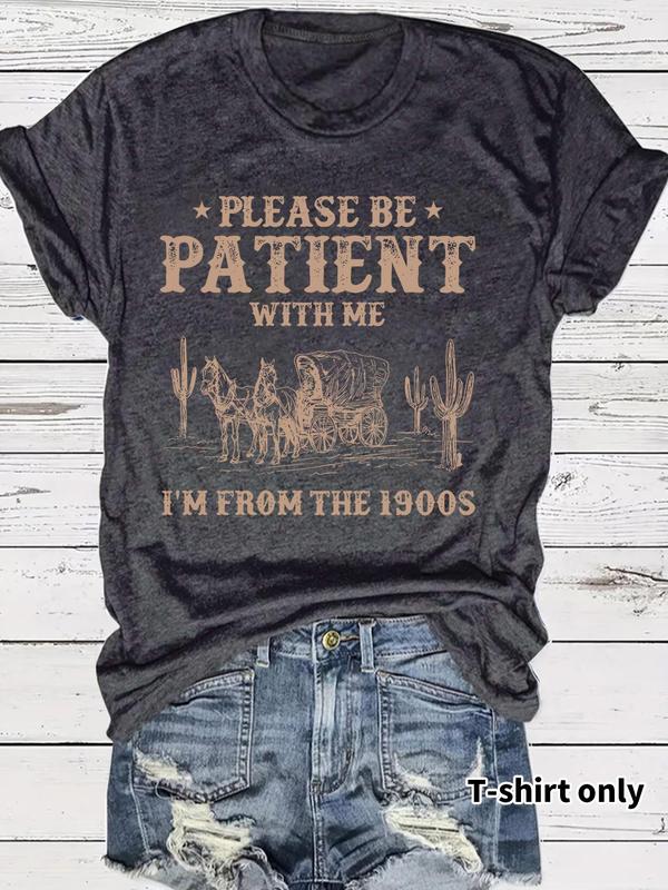 đI'M From 1900Sâš Vintage-T-shirt med rund hals och bokstavstryck för kvinno