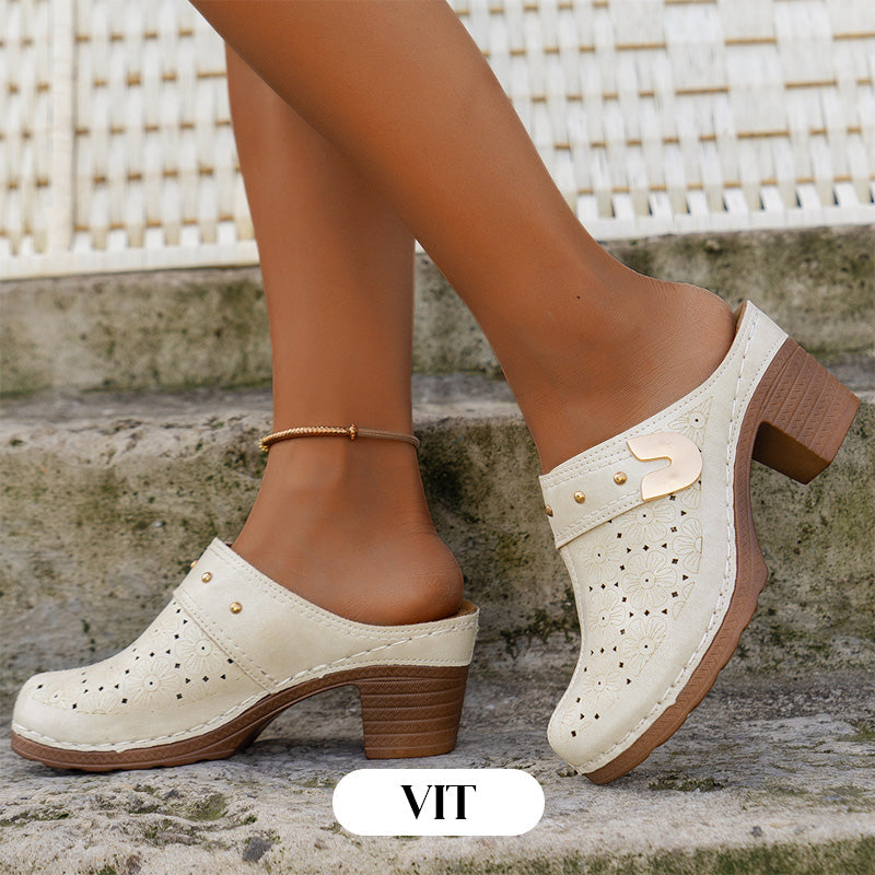 Högklackade ortopediska sandaler med tjocka klackar och halvklackar