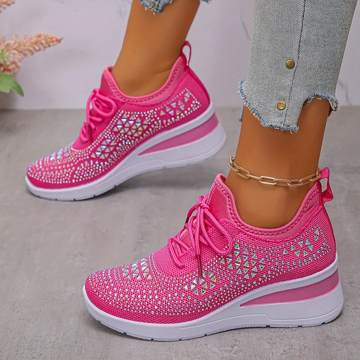 đ„Sista dagen-kampanj 50 % RABATT â Casual dammode, andningsbara korrigering sneakers med strassdekoration
