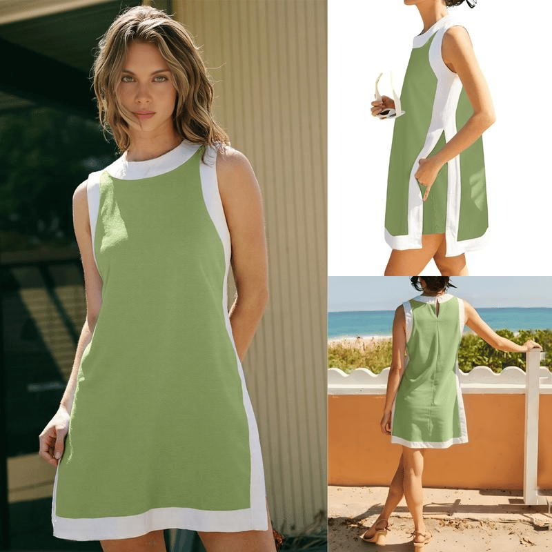 â°Heta rea 58% RABATTđ„Dam casual fĂ€rgblockstoppar Ă€rmlösa matchande shorts med fickor