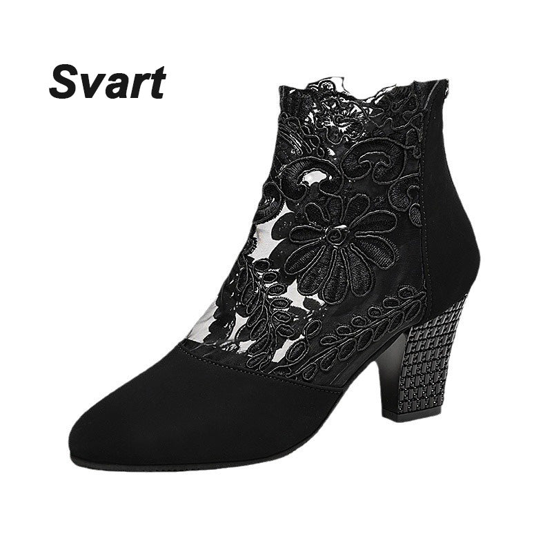 Höga klackar med spets för kvinnor, sommar och elegant