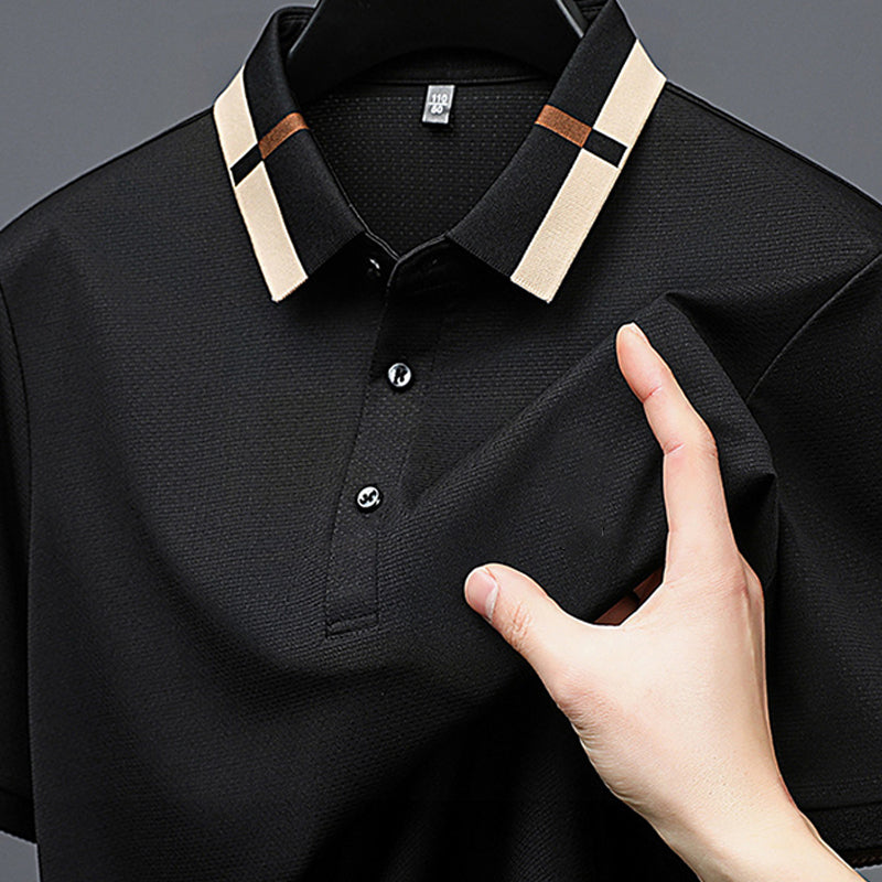 Kortärmad Stretch Ice Silk T-shirt med uppslag för mä