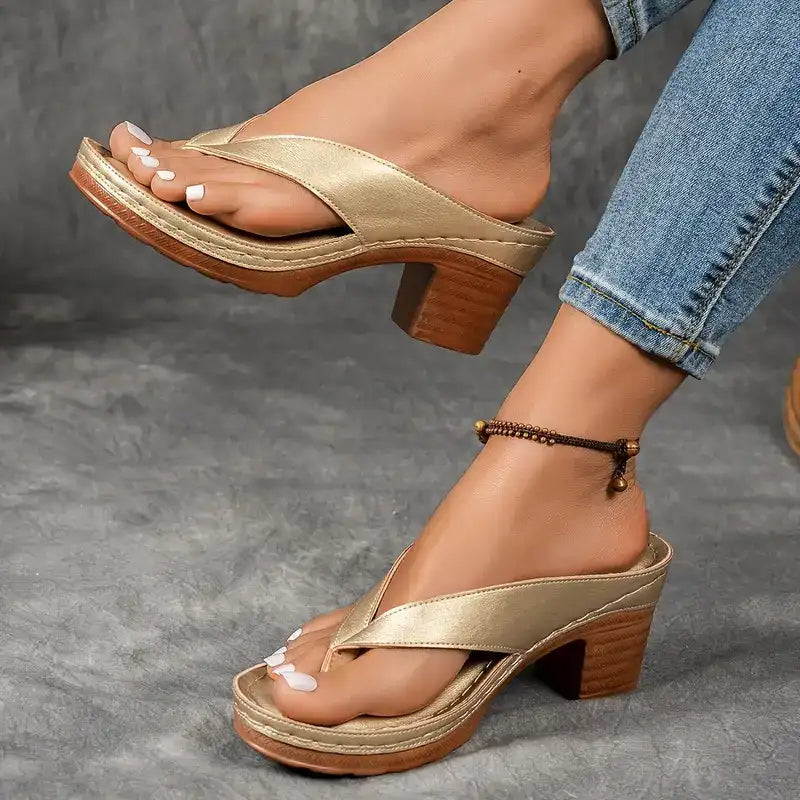 Sommar Flip Flops med hög klack för kvinnor