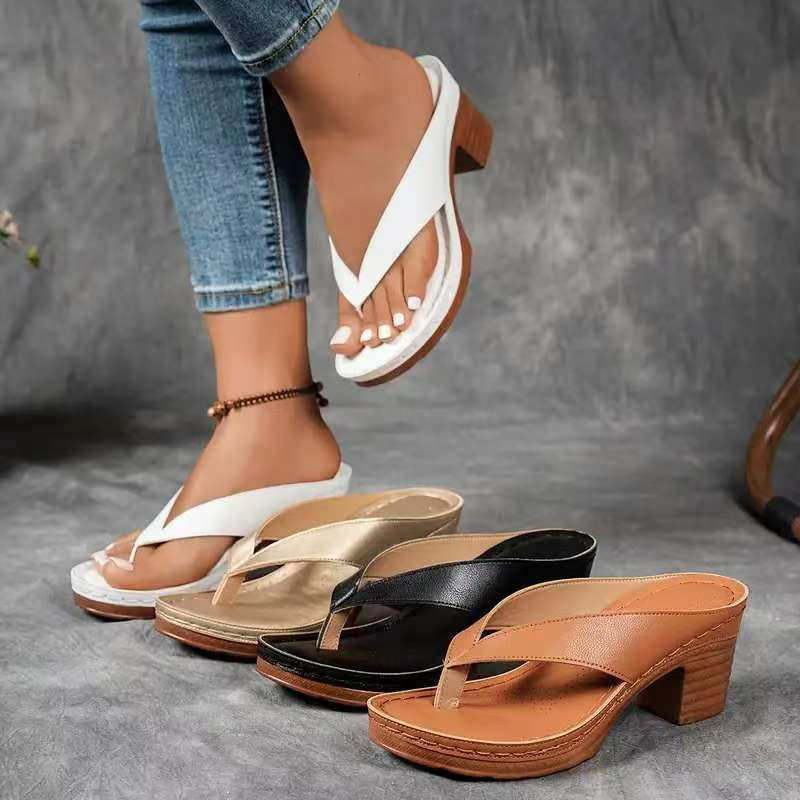 Sommar Flip Flops med hög klack för kvinnor