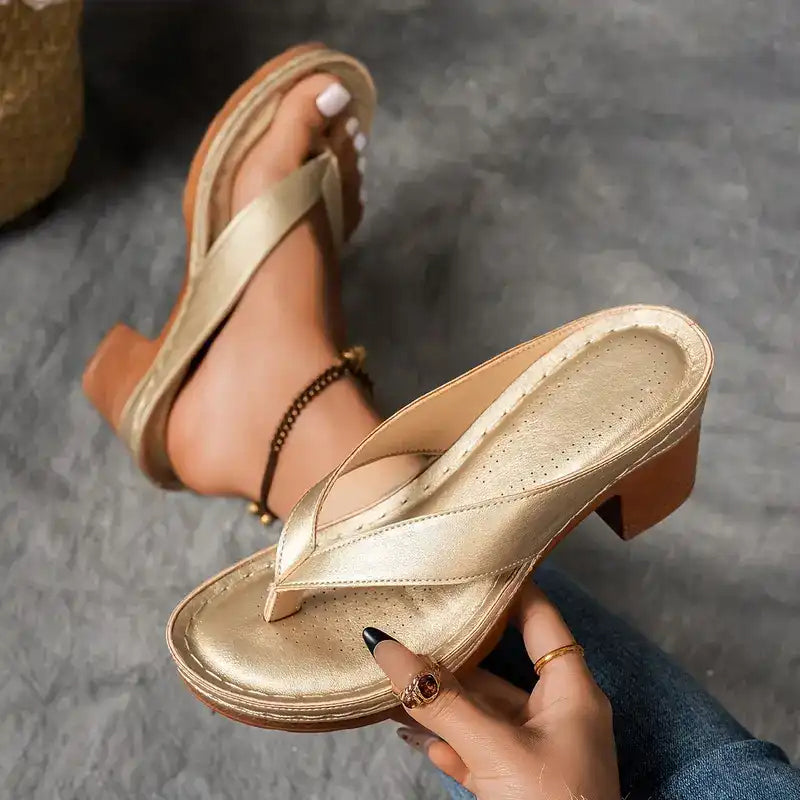Sommar Flip Flops med hög klack för kvinnor