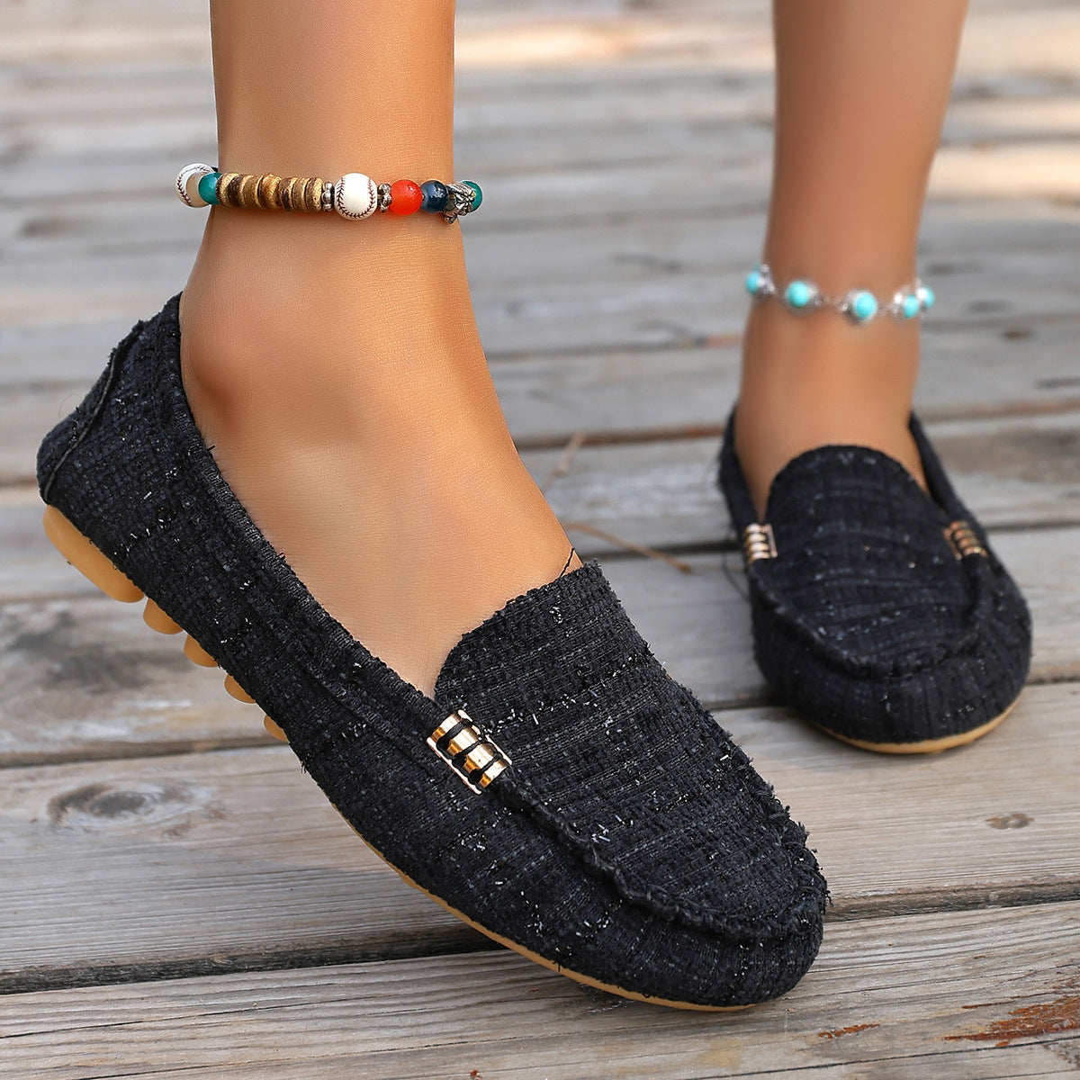 Lappeteppede loafers med leopardmønster til dame