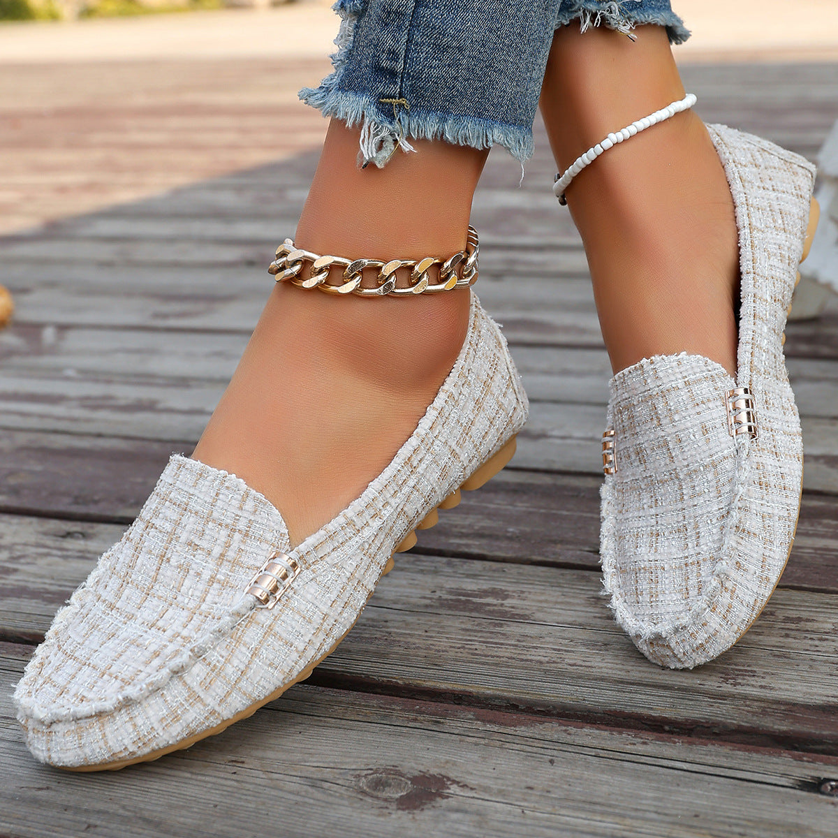 Lappeteppede loafers med leopardmønster til dame