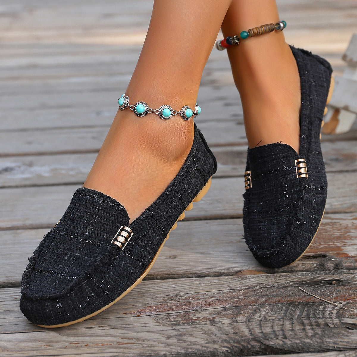 Lappeteppede loafers med leopardmønster til dame