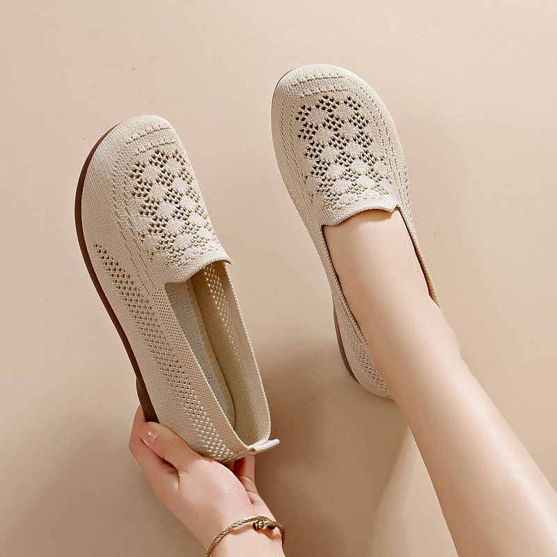 Bekväma fritidsskor i stickat och mesh för kvinnor