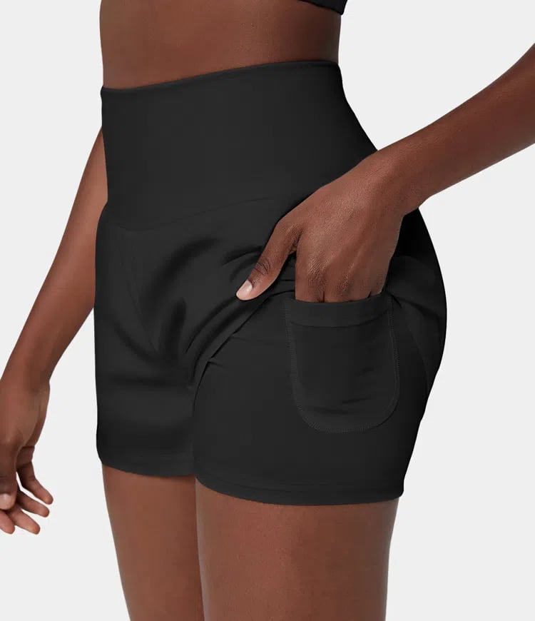 ✨️ 2025 Het försäljning 49% OFF🥰 2-i-1-yogashorts med hög midja och sidofickor