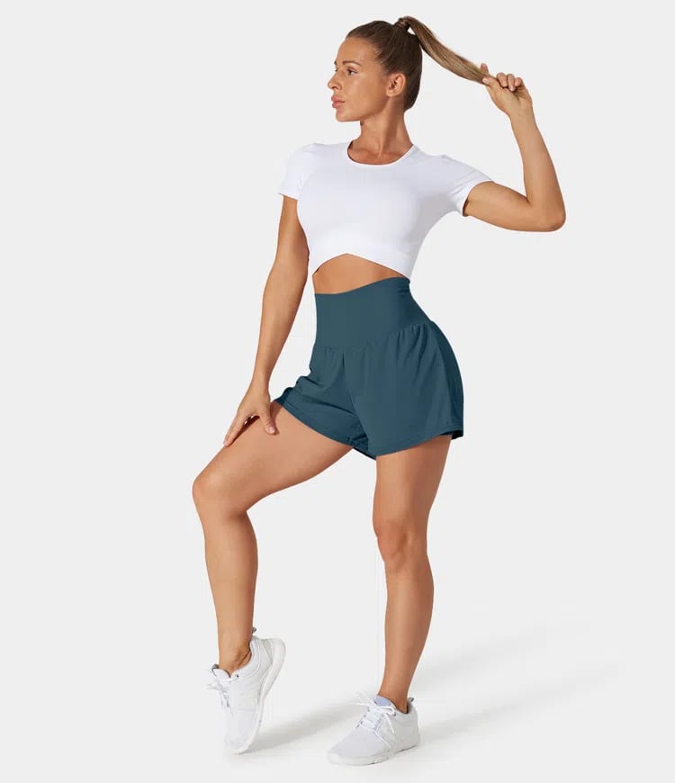 ✨️ 2025 Het försäljning 49% OFF🥰 2-i-1-yogashorts med hög midja och sidofickor