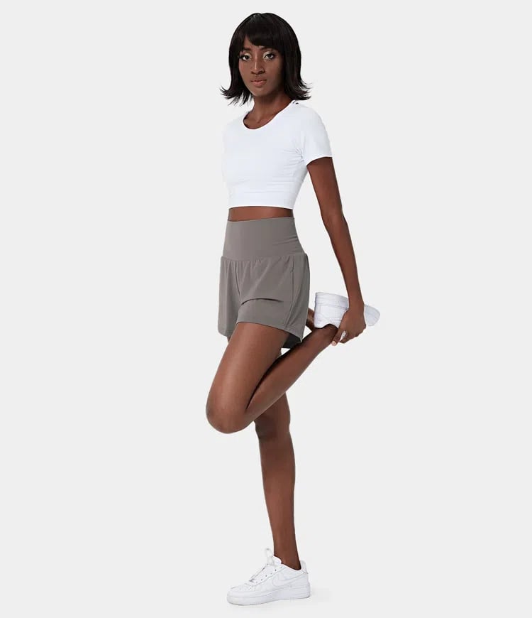 ✨️ 2025 Het försäljning 49% OFF🥰 2-i-1-yogashorts med hög midja och sidofickor