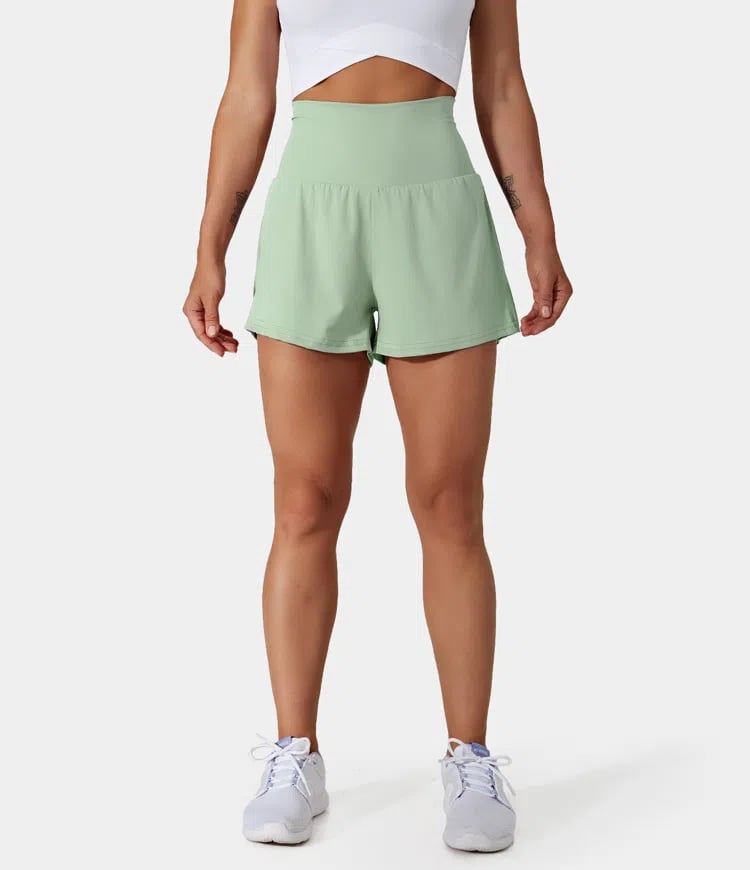✨️ 2025 Het försäljning 49% OFF🥰 2-i-1-yogashorts med hög midja och sidofickor