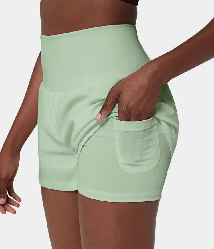 ✨️ 2025 Het försäljning 49% OFF🥰 2-i-1-yogashorts med hög midja och sidofickor