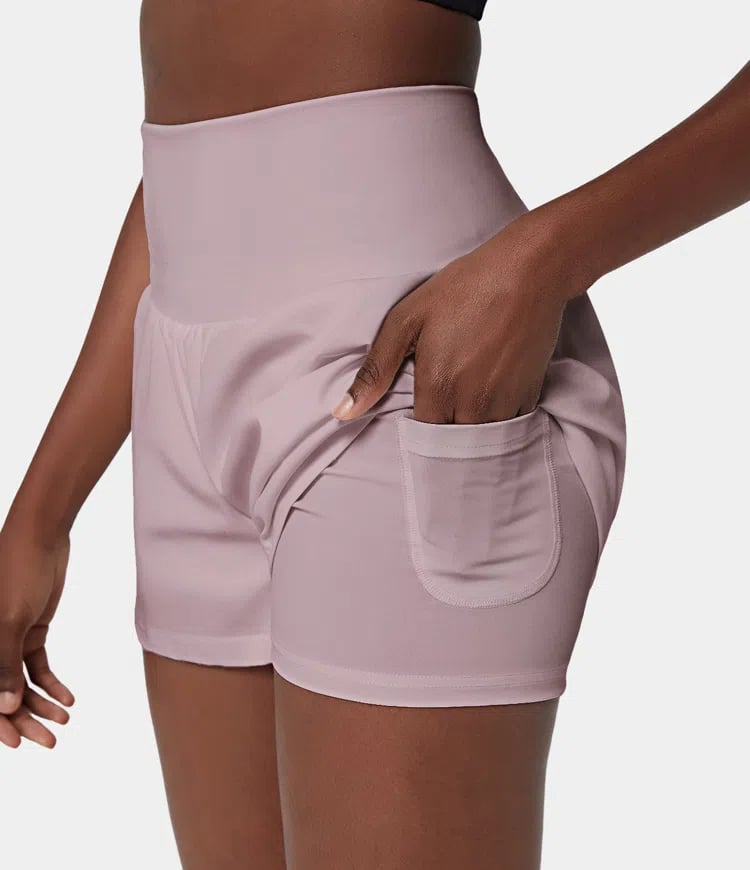 ✨️ 2025 Het försäljning 49% OFF🥰 2-i-1-yogashorts med hög midja och sidofickor