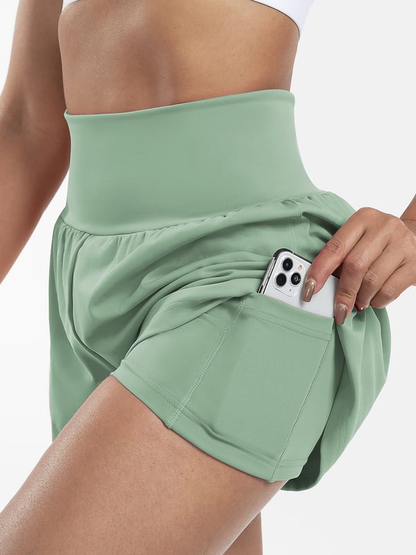 ✨️ 2025 Het försäljning 49% OFF🥰 2-i-1-yogashorts med hög midja och sidofickor