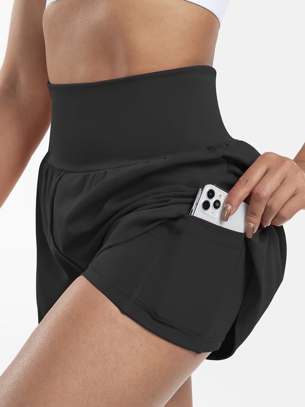 ✨️ 2025 Het försäljning 49% OFF🥰 2-i-1-yogashorts med hög midja och sidofickor