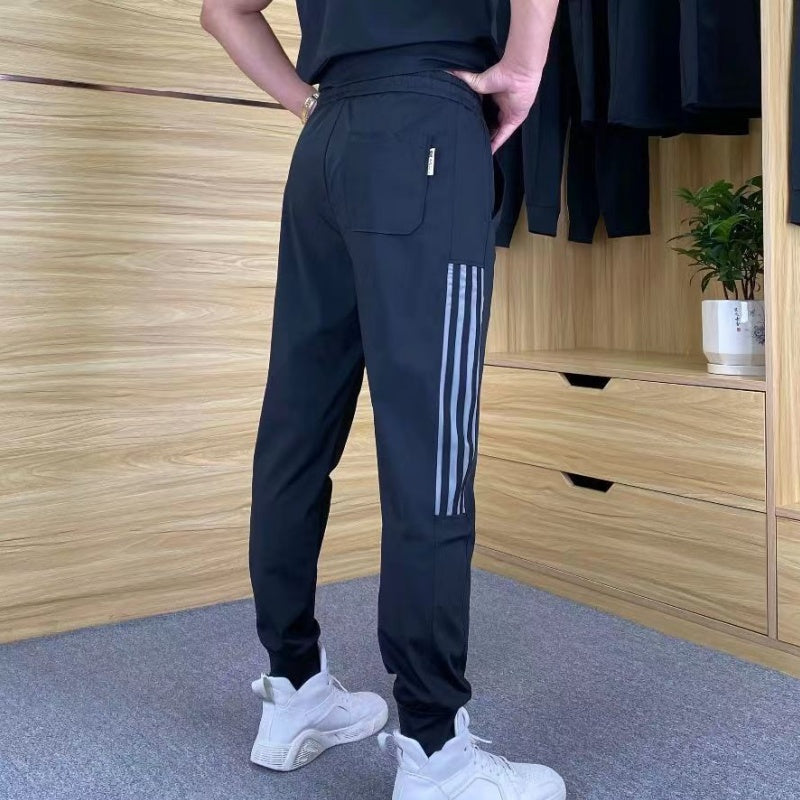 2-Delat Set med Kortärmad Topp och Joggingbyxor med Hög Stretch för Män