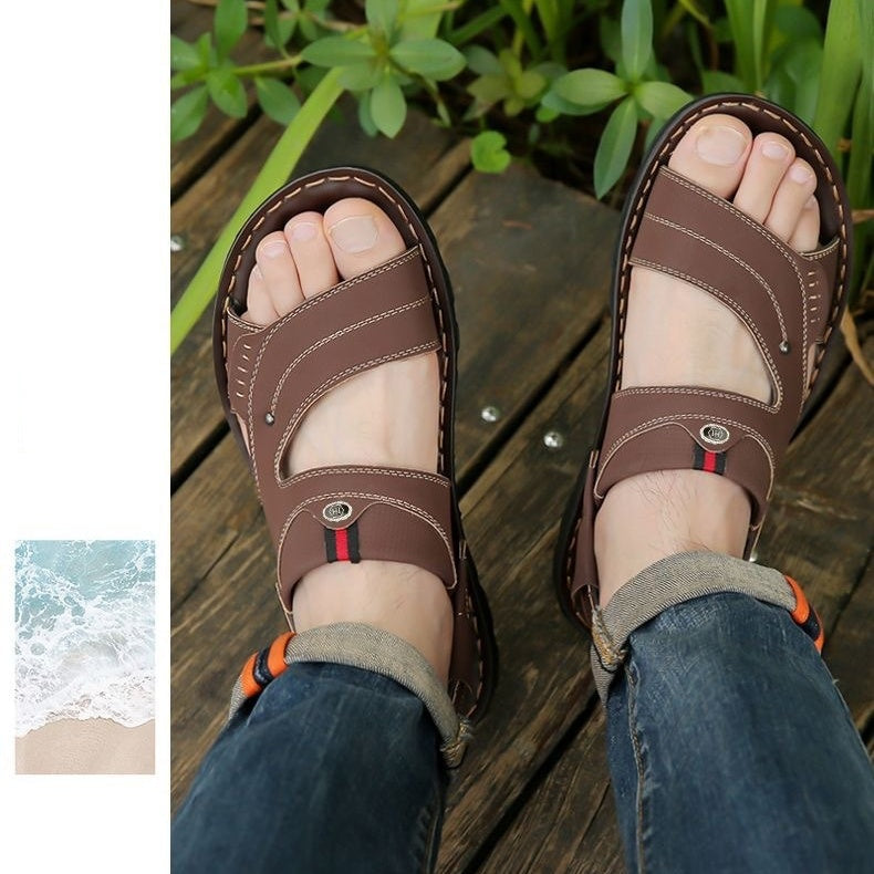 Andningsbara sommarsandaler för män med justerbar rem