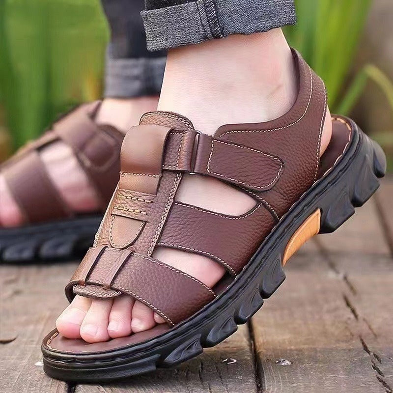 Andningsbara sommarsandaler för män med justerbar rem