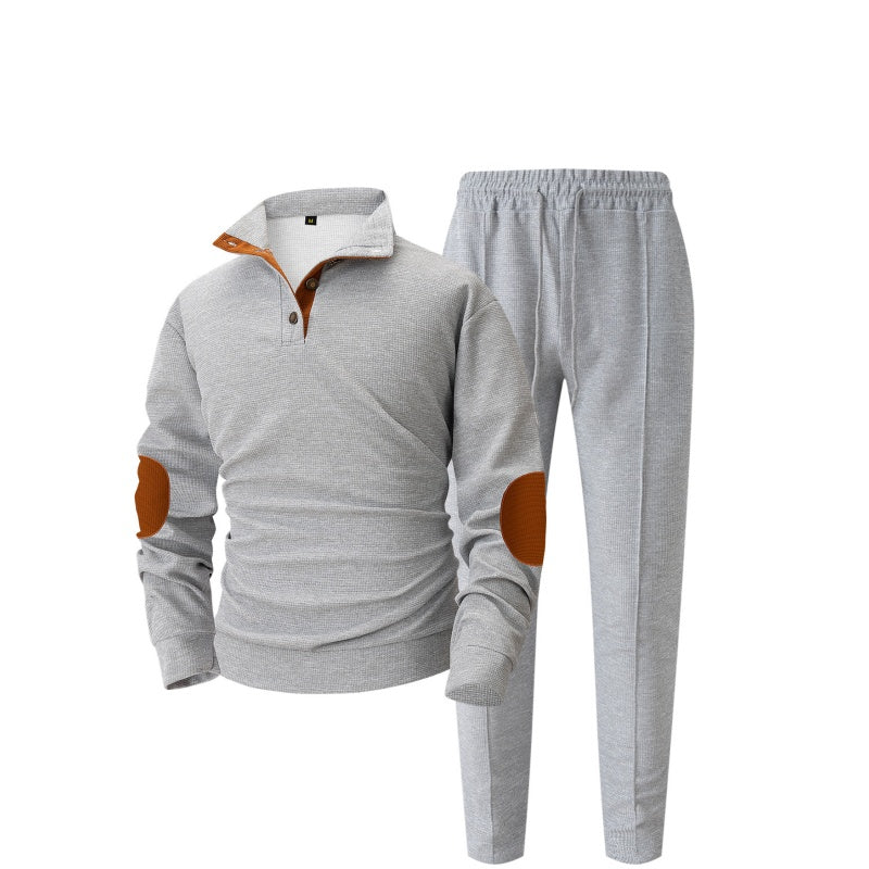 Sweatshirt och byxor med halv dragkedja i stickat material för män