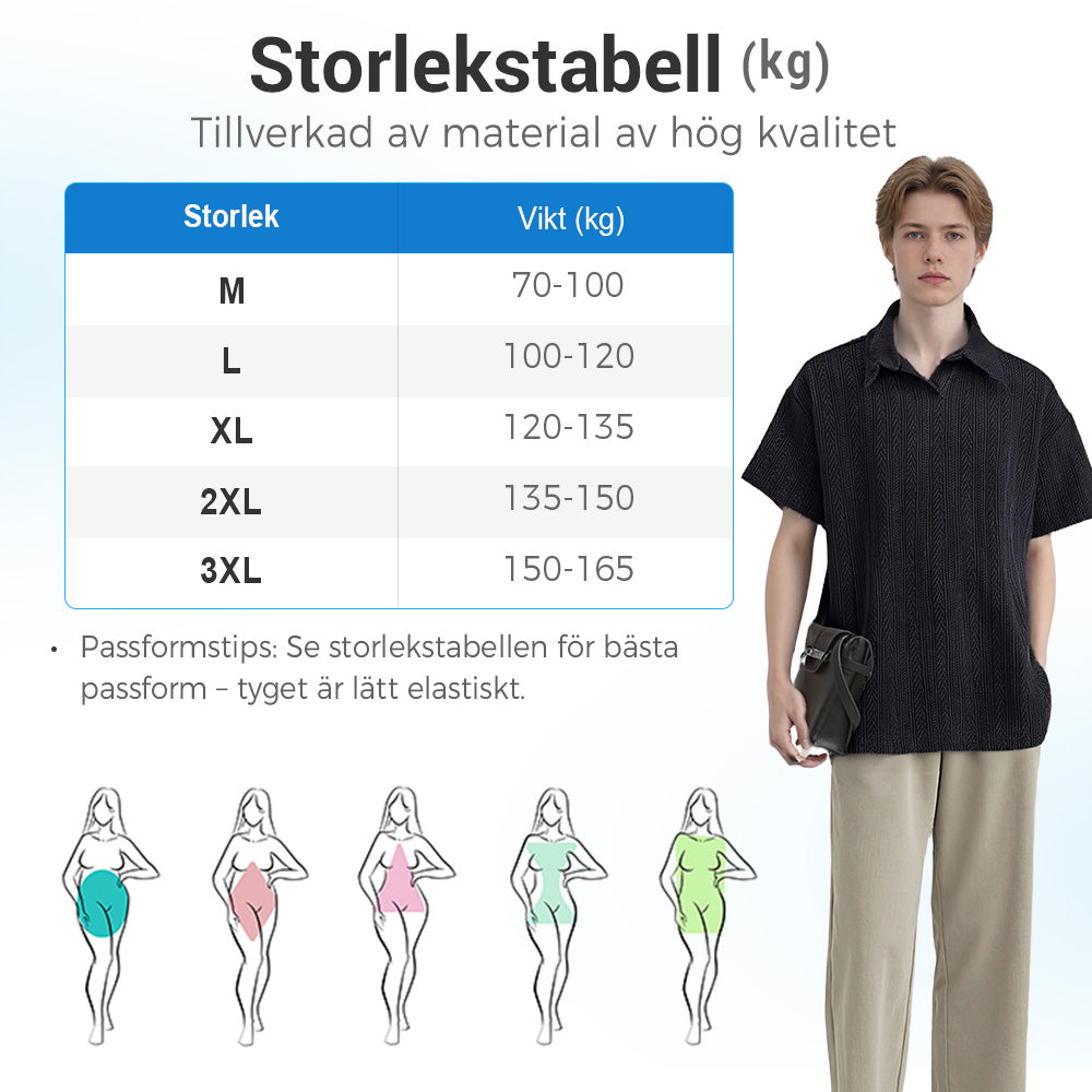 Kortärmad herrskjorta i avslappnad stil med textur och skjortkrage