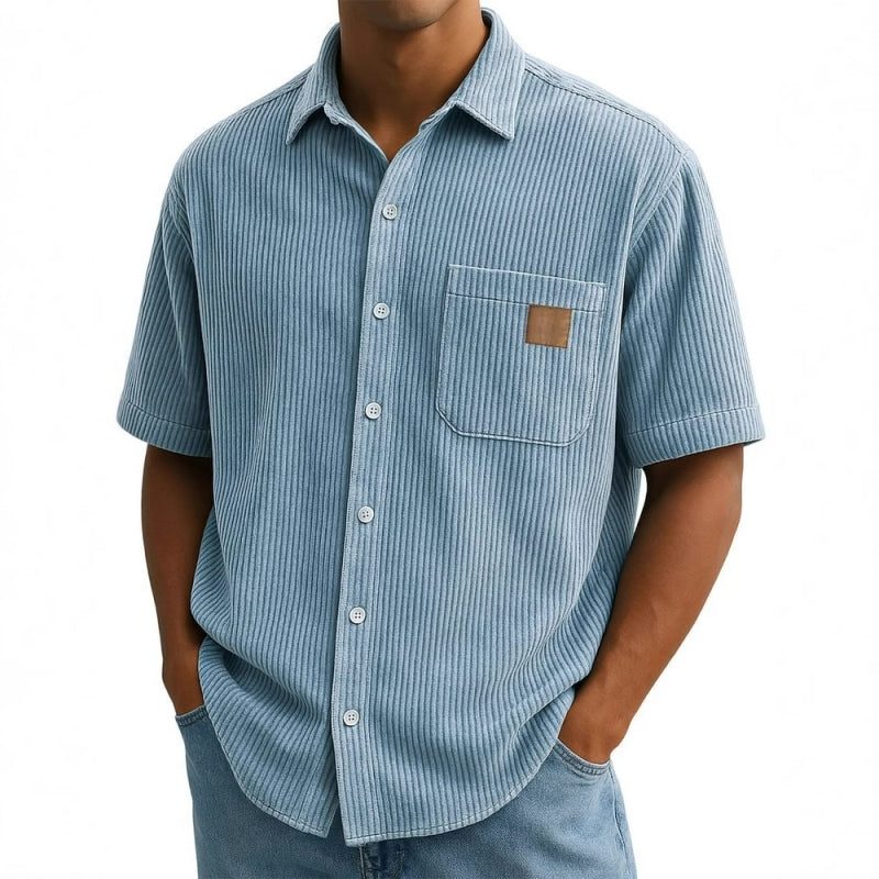 👔STORLEK: M-4XL🌟️Herrskjortor med vintage-mönster och slag, kortärmade