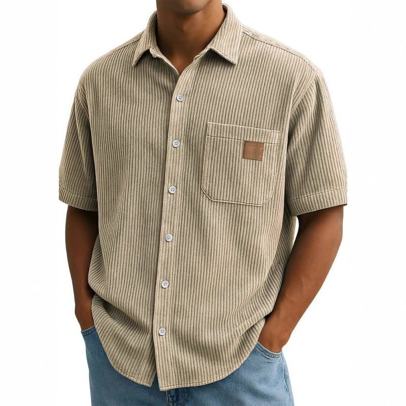 👔STORLEK: M-4XL🌟️Herrskjortor med vintage-mönster och slag, kortärmade