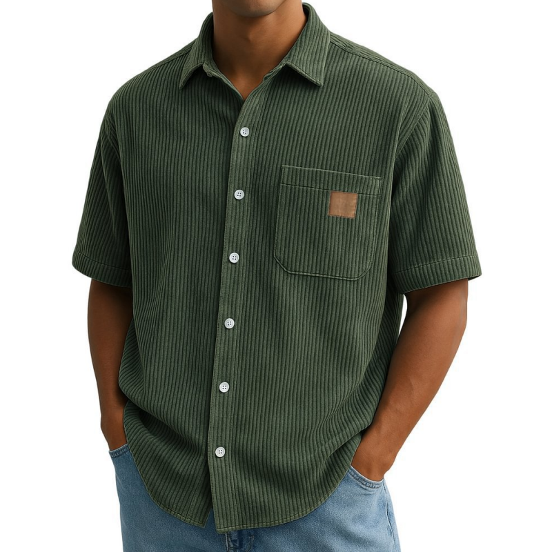👔STORLEK: M-4XL🌟️Herrskjortor med vintage-mönster och slag, kortärmade