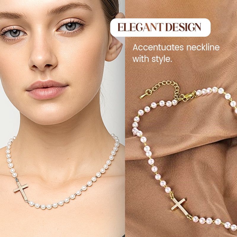 ✨Damernas Eleganta Korspärla Halsband i Syntetpärlor