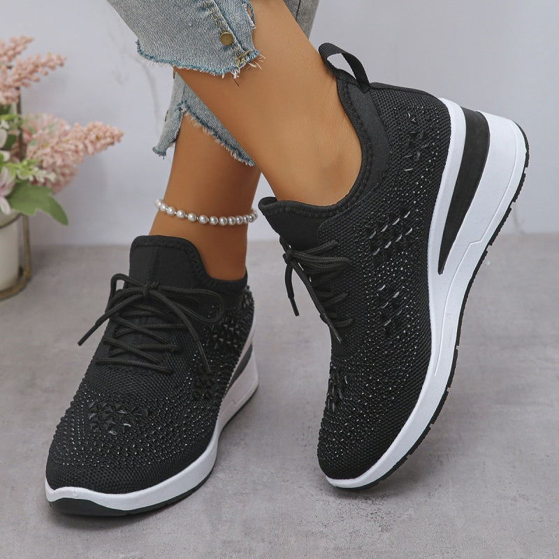 đ„Sista dagen-kampanj 50 % RABATT â Casual dammode, andningsbara korrigering sneakers med strassdekoration