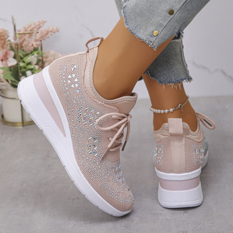 đ„Sista dagen-kampanj 50 % RABATT â Casual dammode, andningsbara korrigering sneakers med strassdekoration