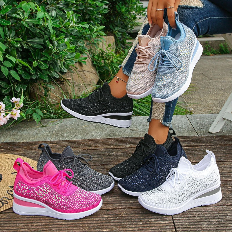 đ„Sista dagen-kampanj 50 % RABATT â Casual dammode, andningsbara korrigering sneakers med strassdekoration