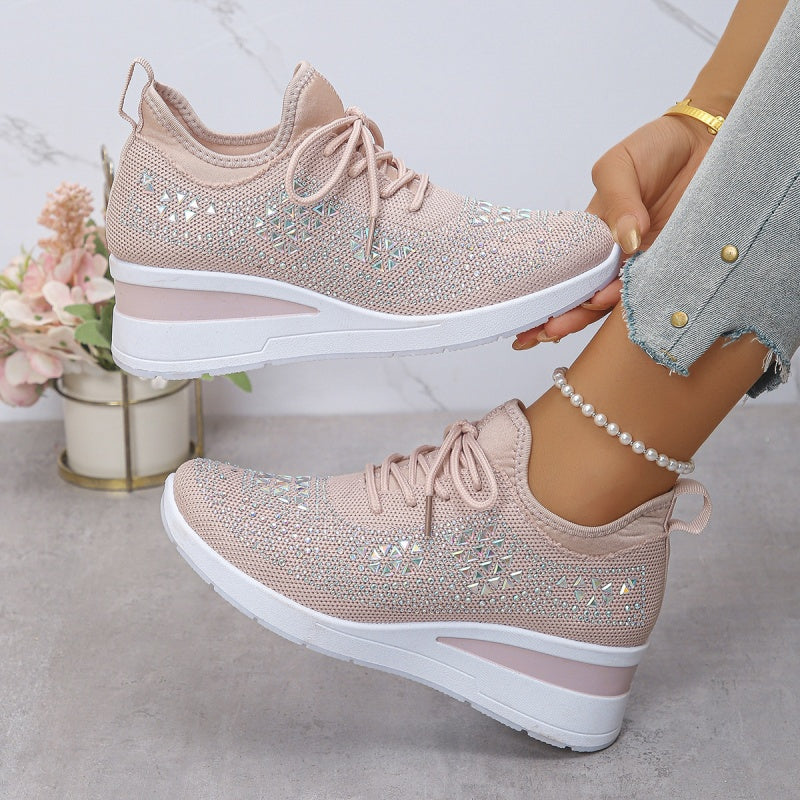đ„Sista dagen-kampanj 50 % RABATT â Casual dammode, andningsbara korrigering sneakers med strassdekoration