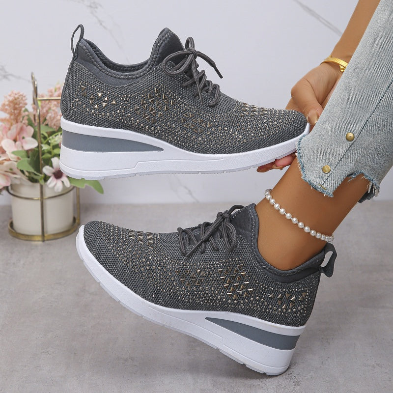 đ„Sista dagen-kampanj 50 % RABATT â Casual dammode, andningsbara korrigering sneakers med strassdekoration