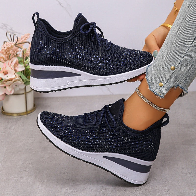 đ„Sista dagen-kampanj 50 % RABATT â Casual dammode, andningsbara korrigering sneakers med strassdekoration
