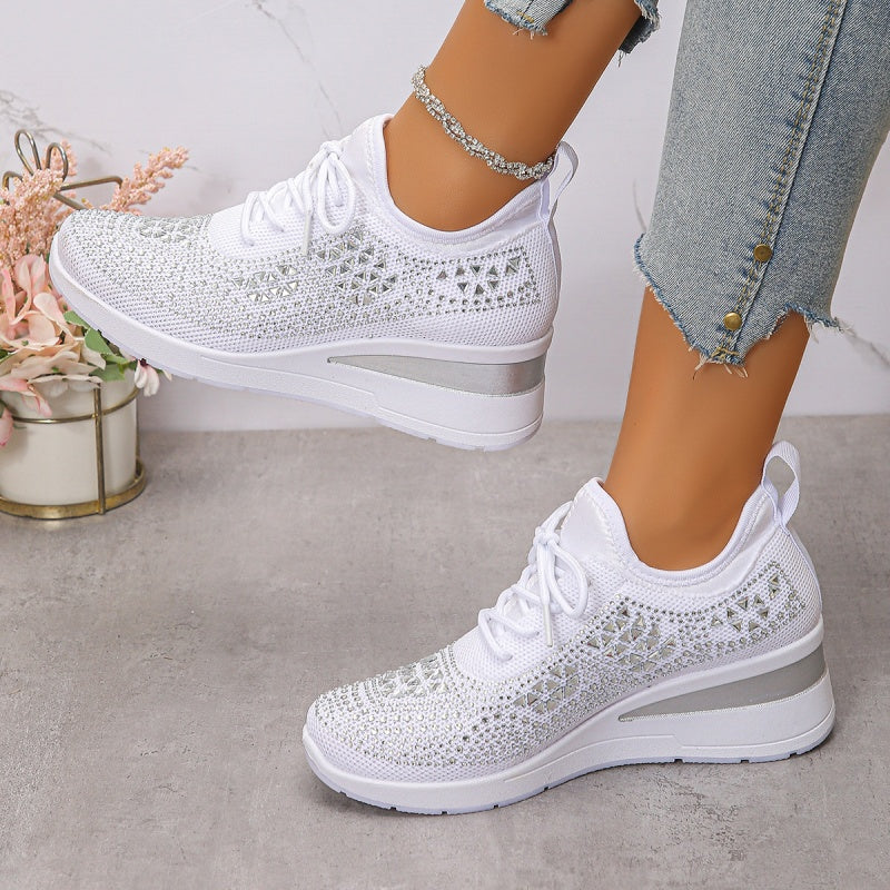 đ„Sista dagen-kampanj 50 % RABATT â Casual dammode, andningsbara korrigering sneakers med strassdekoration