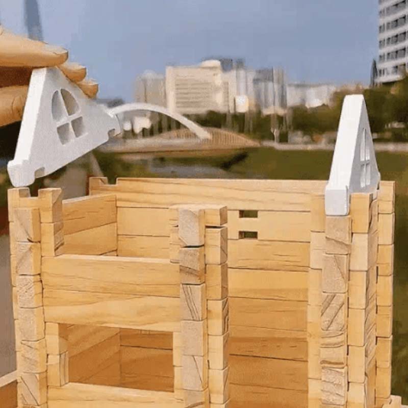 Pedagogiska träklossar(Trähusbyggklossar)