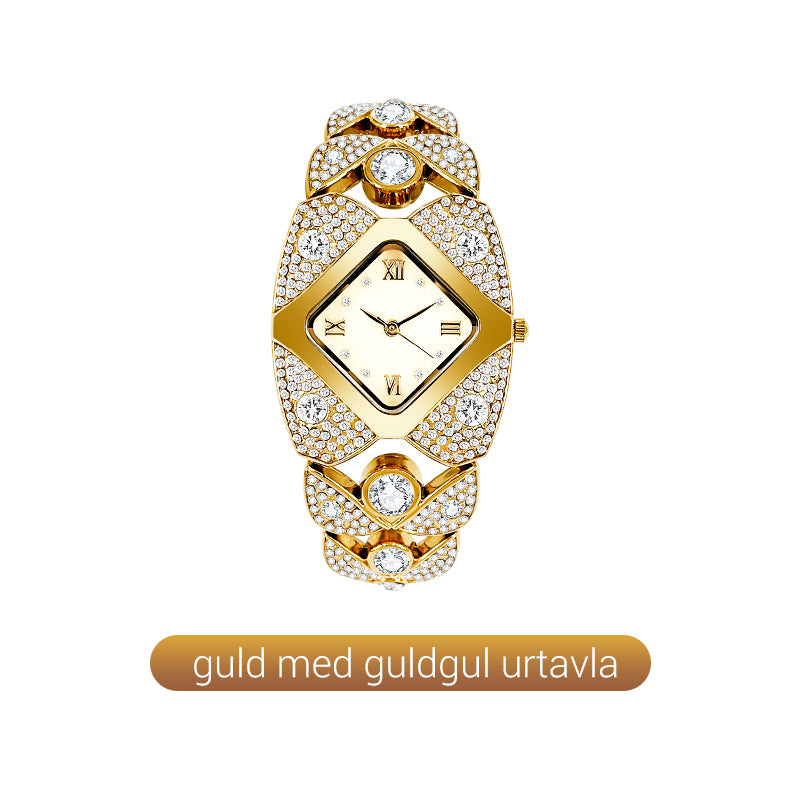 đ„Retro Kvartsklocka med Gnistrande Strass